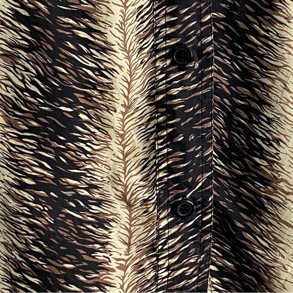 Silk Shirt Metro Express Mens Med Short Sleeve Button Down Tiger Stripe Pocket - Picture 3 of 8